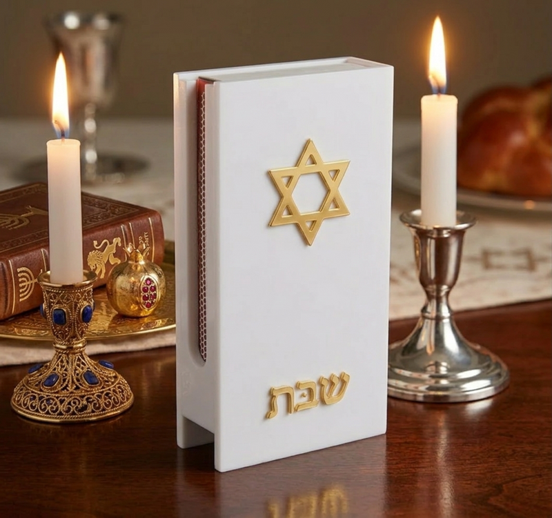 Modern Lucite Matchbox Holder for Shabbat & Hanukkah – Premium Acrylic Judaica Gift Box