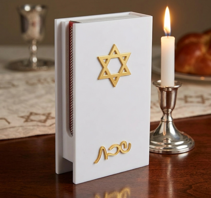 Modern Lucite Matchbox Holder for Shabbat & Hanukkah – Premium Acrylic Judaica Gift Box