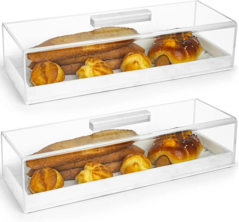 Modern Lucite with Marble base Challah Box – Acrylic Shabbat Pastry & Cake Server Display Case
