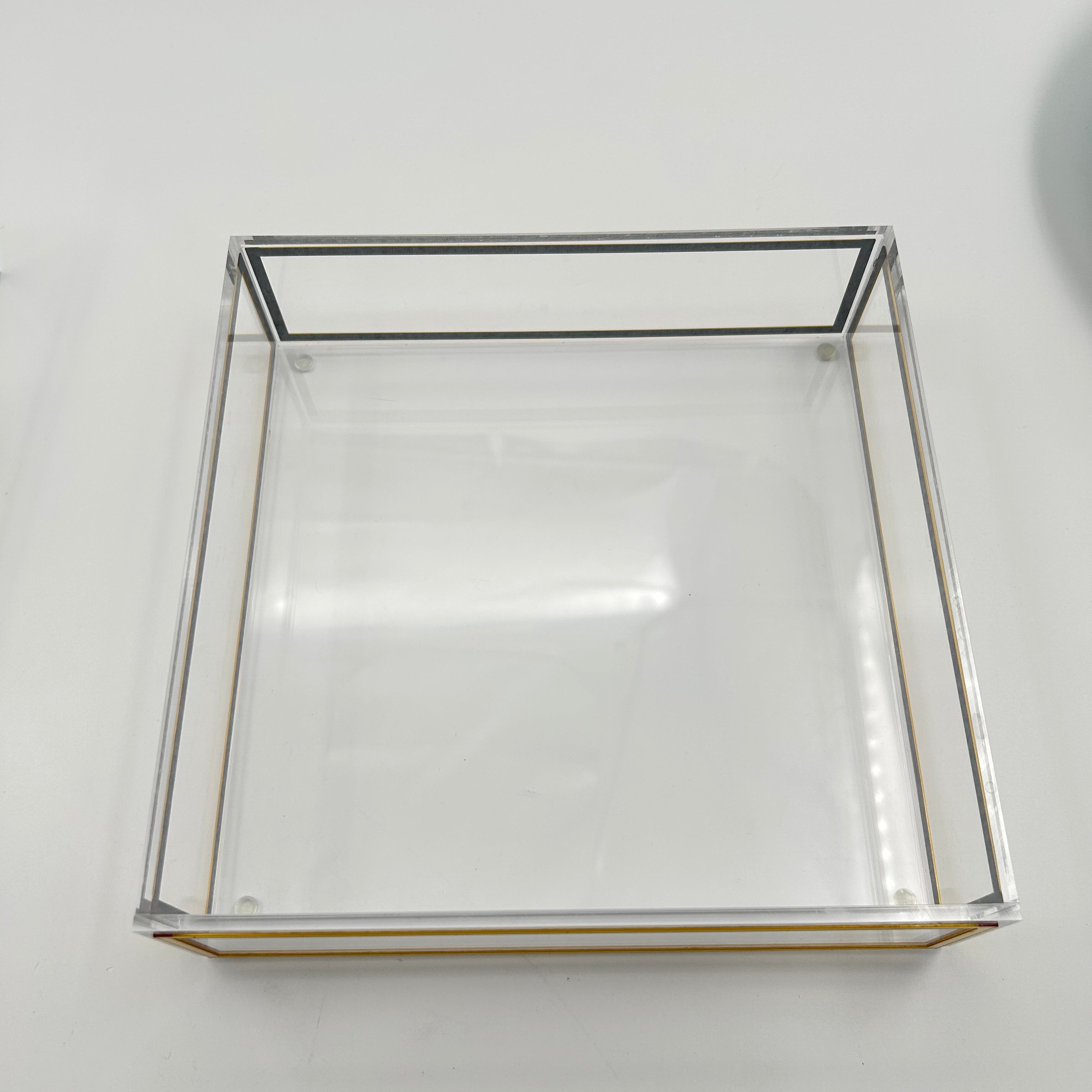 Modern Clear Acrylic Challah Tray with Gold & Black Trim | Shabbat & Jewish Holiday Serving Tray