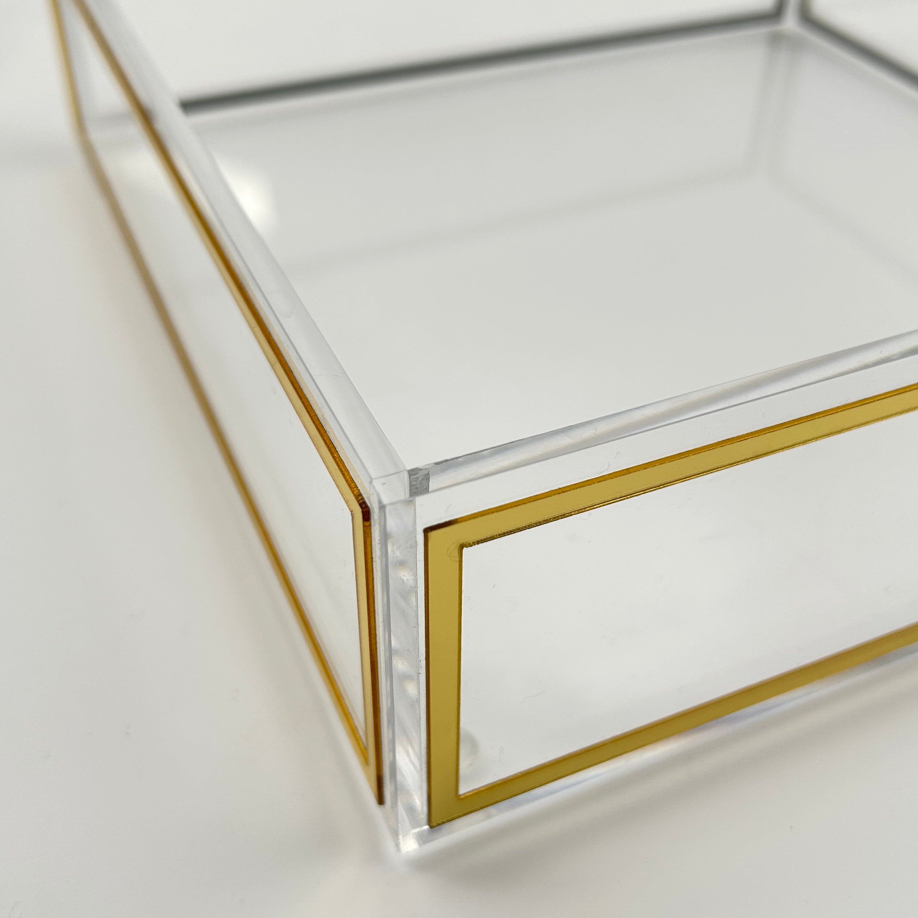 Modern Clear Acrylic Challah Tray with Gold & Black Trim | Shabbat & Jewish Holiday Serving Tray