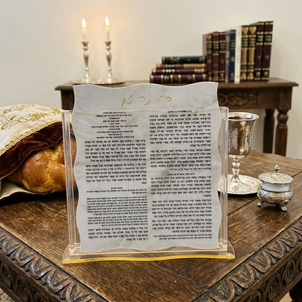 Premium Clear Acrylic Birkat Hamazon Stand  Clear Lucite Shabbat Prayer Card brusher Holder-Spill-Proof Grace After Meals Table Display