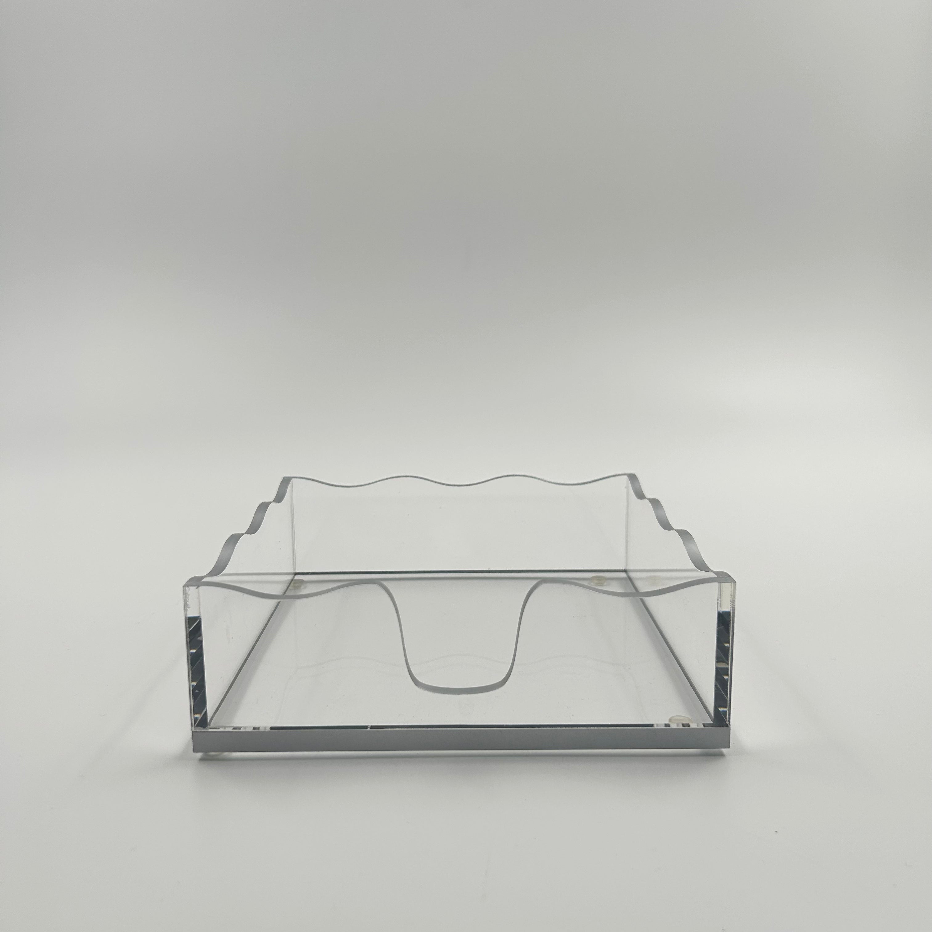 Modern Clear Acrylic Challah Tray with Scalloped Edge | Shabbat & Holiday Serving Tray