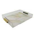 Luxury Acrylic Challah Tray with Gold Handles – Modern Shabbat & Holiday Marble Print Judaica Board