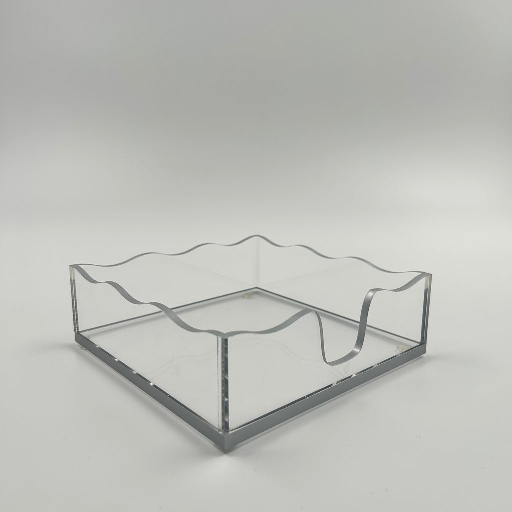 Modern Clear Acrylic Challah Tray with Scalloped Edge | Shabbat & Holiday Serving Tray