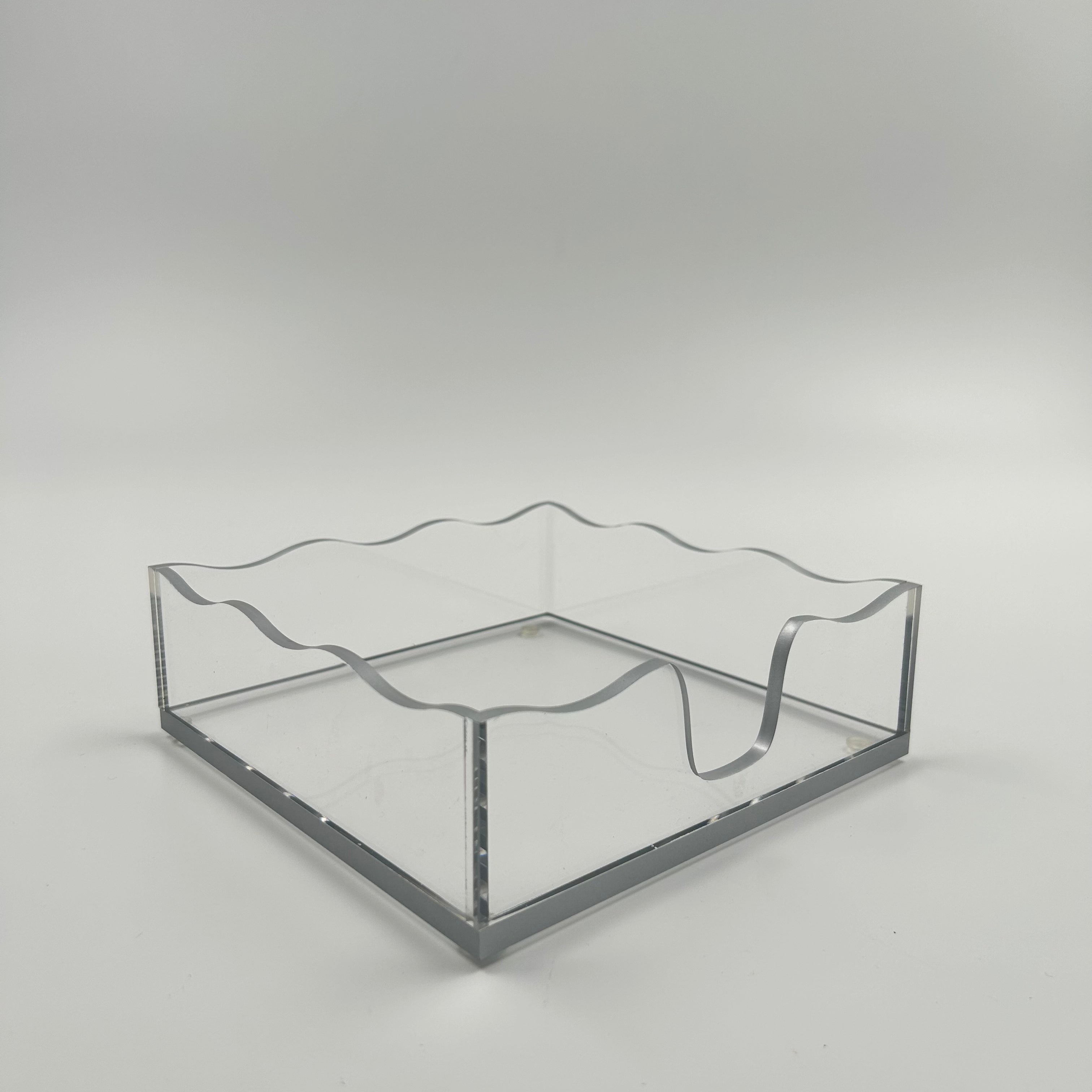 Modern Clear Acrylic Challah Tray with Scalloped Edge | Shabbat & Holiday Serving Tray
