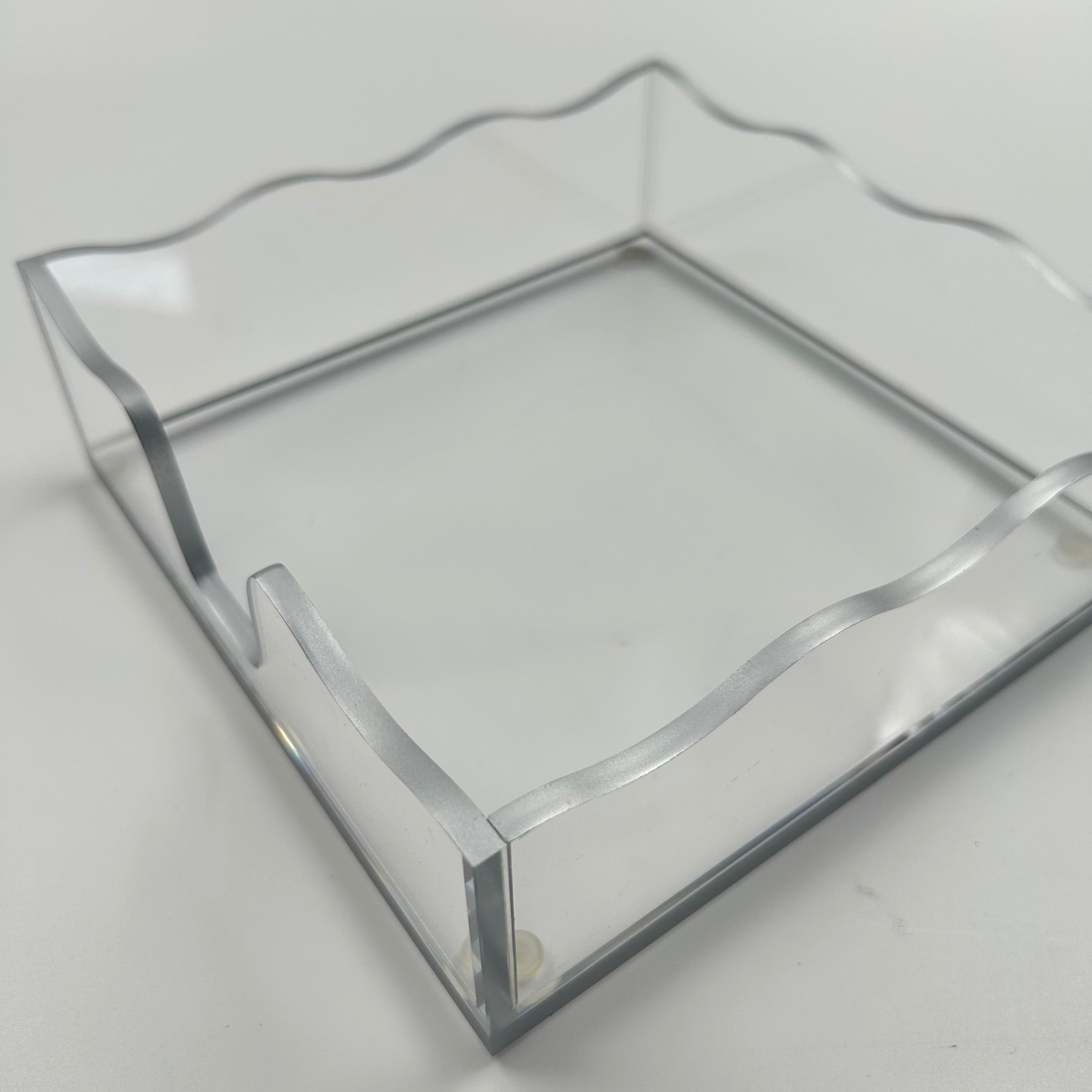 Modern Clear Acrylic Challah Tray with Scalloped Edge | Shabbat & Holiday Serving Tray