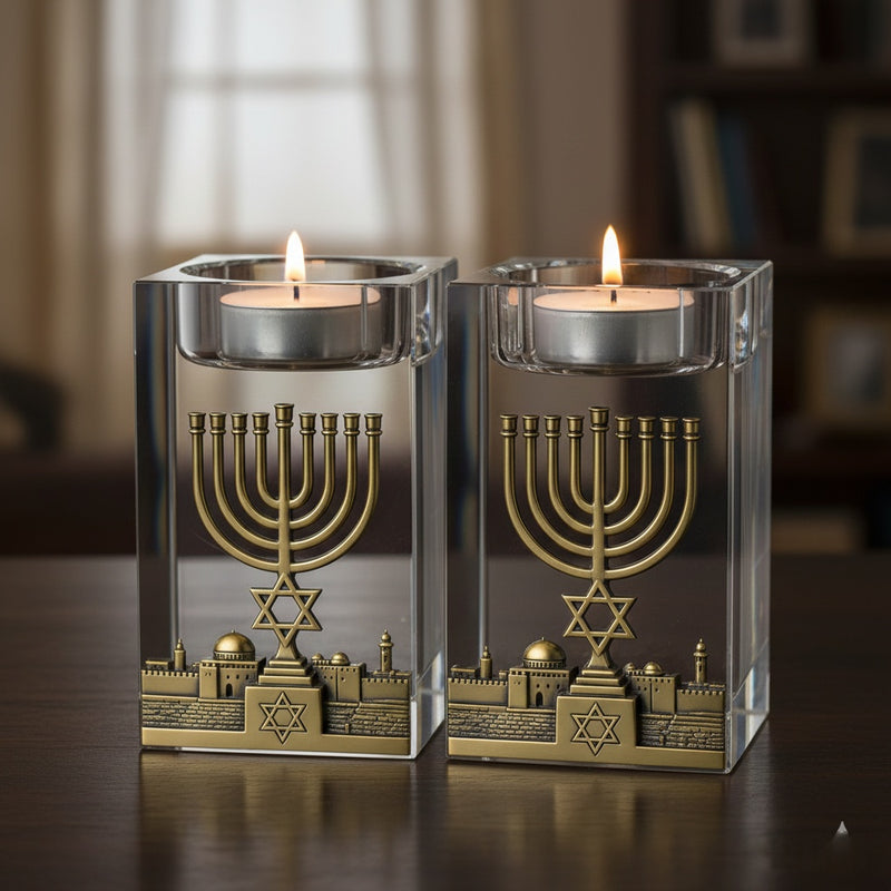 Modern Lucite Shabbat Candle Tea Light Holder – Acrylic Sabbath Candle Stand