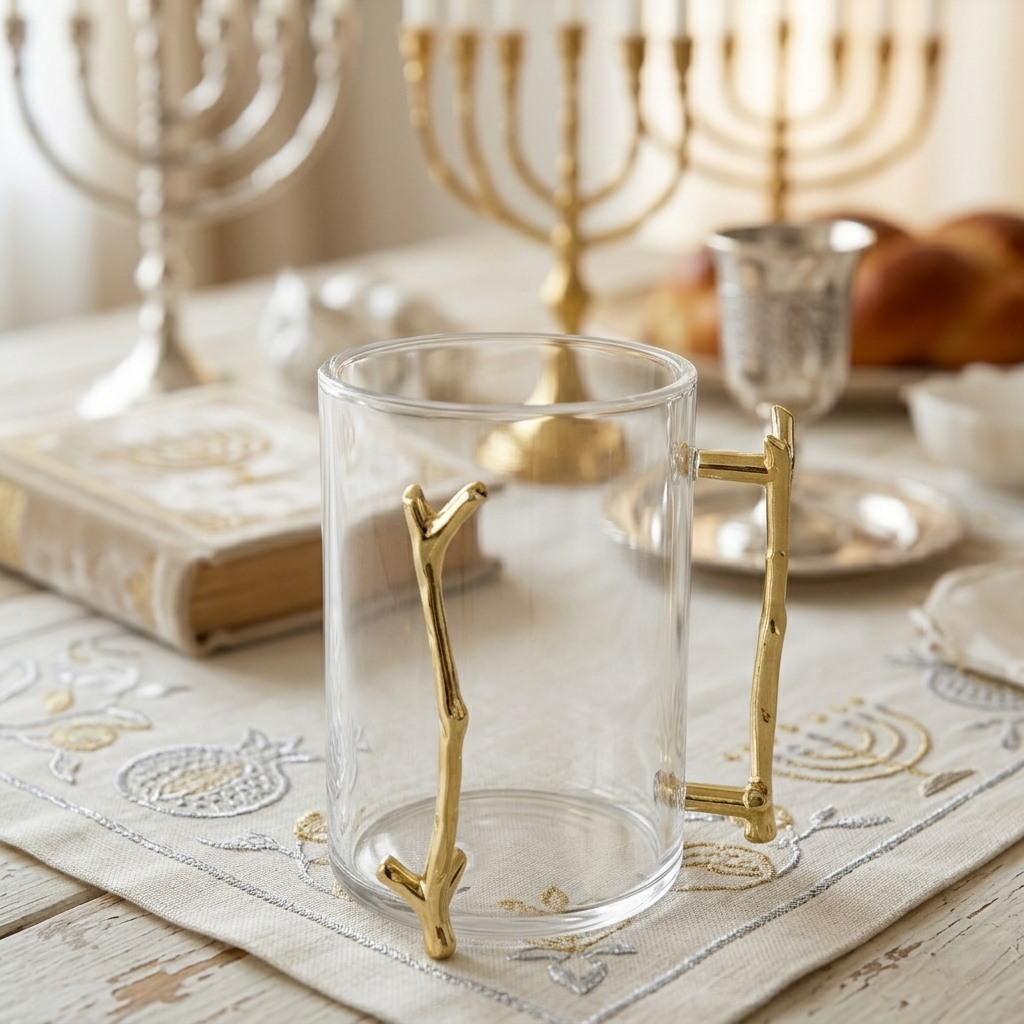 Modern Acrylic Hand Washing Cup – Minimalist Netilat Yadayim Cup for Shabbat & Home – Clear Lucite Ritual Washing Cup, Durable & Shatter-Resistant