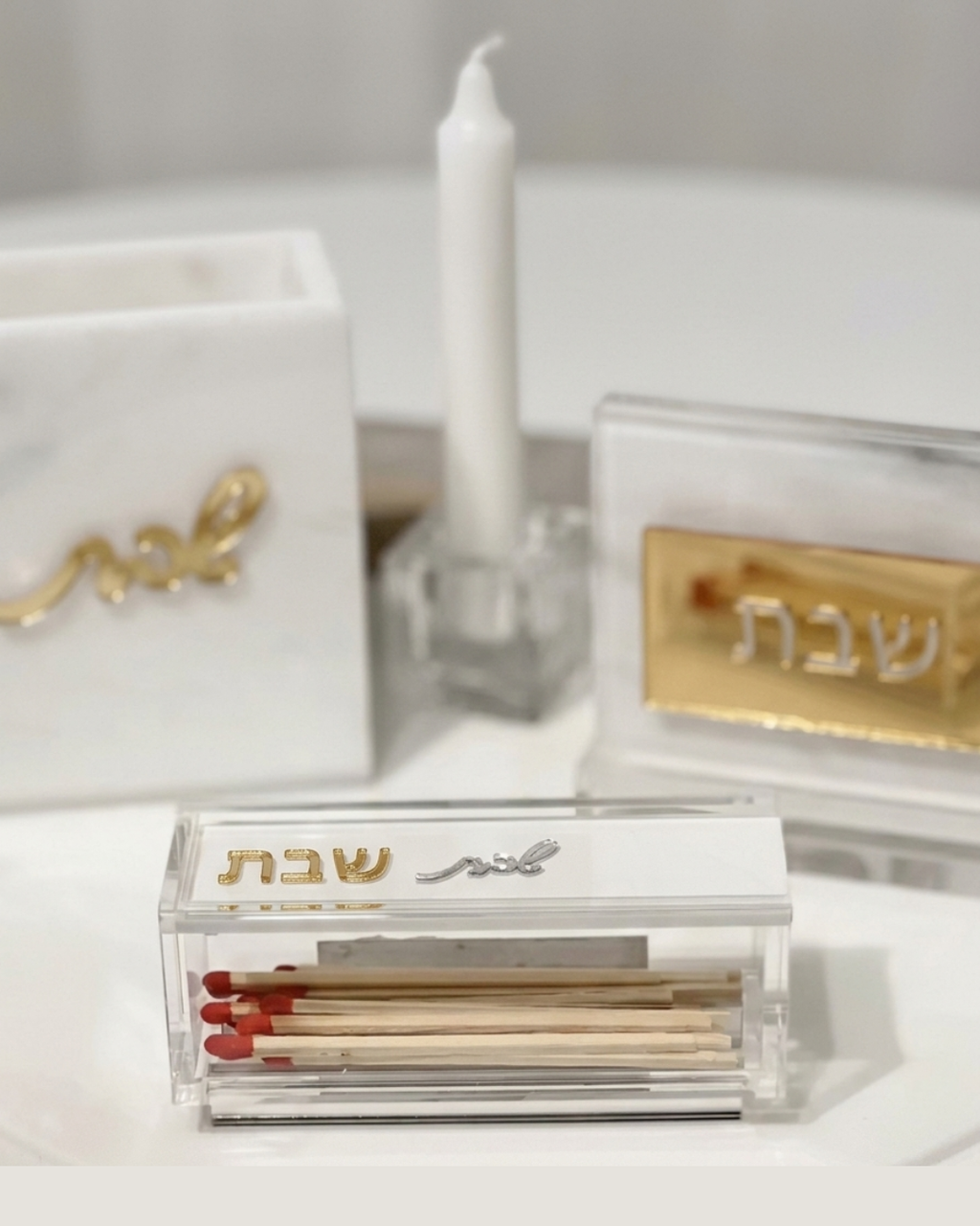 Modern Acrylic Matchbox display for Shabbat and Yom Tov – Premium Clear Lucite Match Holder – Elegant Judaica Gift & Sabbath Table Decor