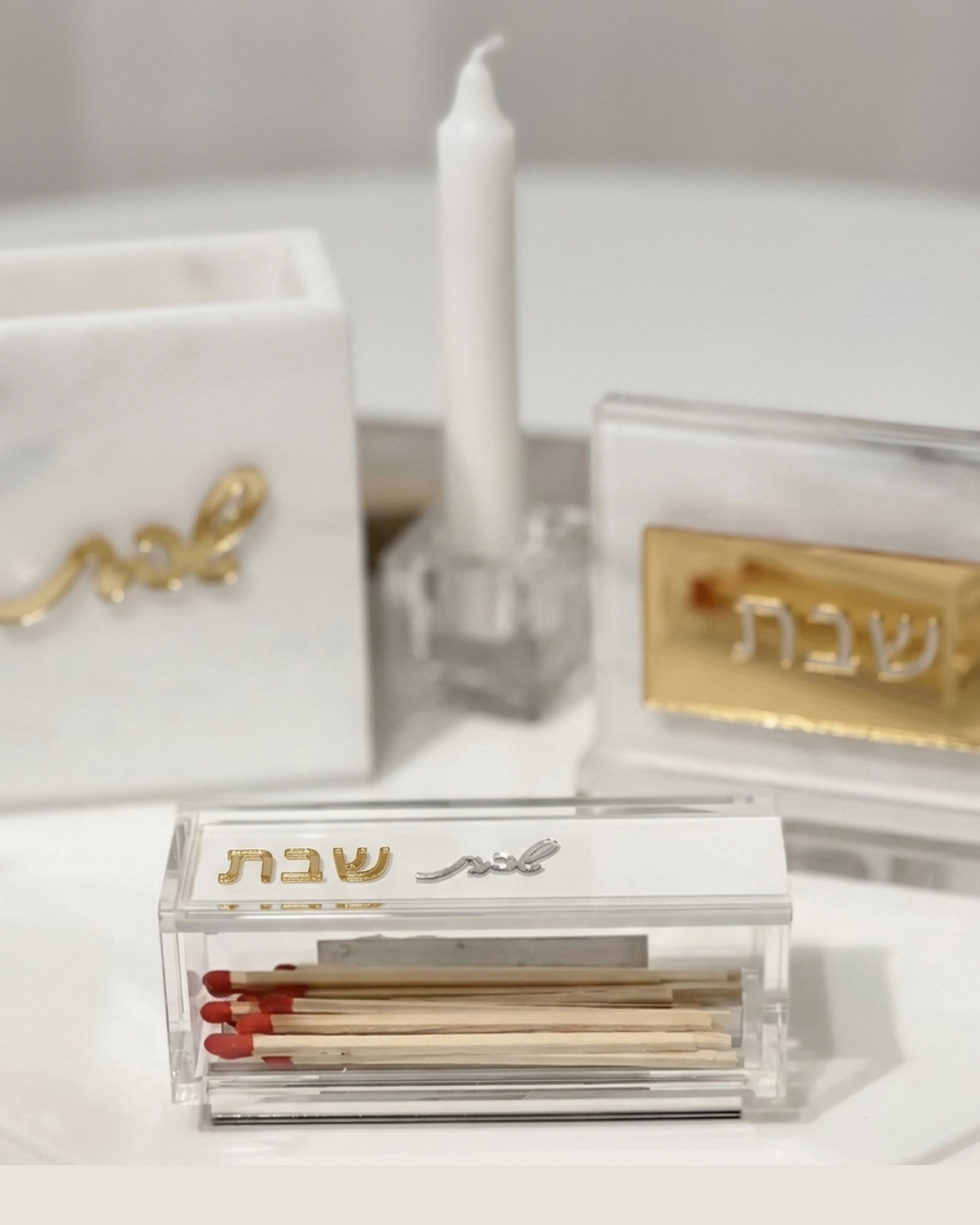 Modern Acrylic Matchbox display for Shabbat and Yom Tov – Premium Clear Lucite Match Holder – Elegant Judaica Gift & Sabbath Table Decor