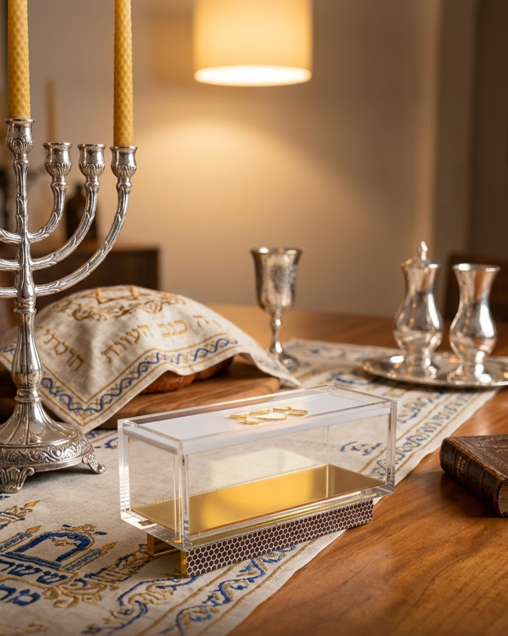 Modern Acrylic Matchbox display for Shabbat and Yom Tov – Premium Clear Lucite Match Holder – Elegant Judaica Gift & Sabbath Table Decor