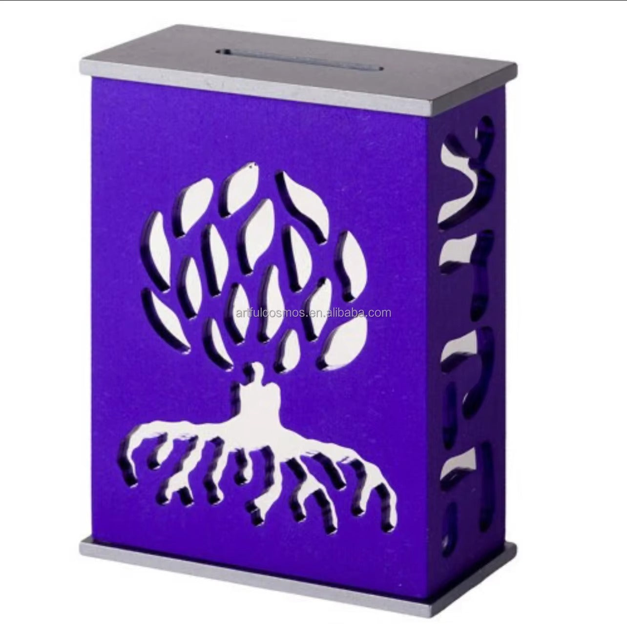 Modern Acrylic Tzedakah Box – Tree of Life Charity Coin Box | Contemporary Judaica Gift