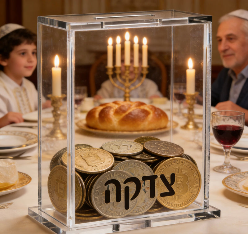 Elegant Lucite Tzedakah Box – Clear Acrylic Charity Box for Jewish Home & Synagogue – Modern Judaica Donation Box Gift