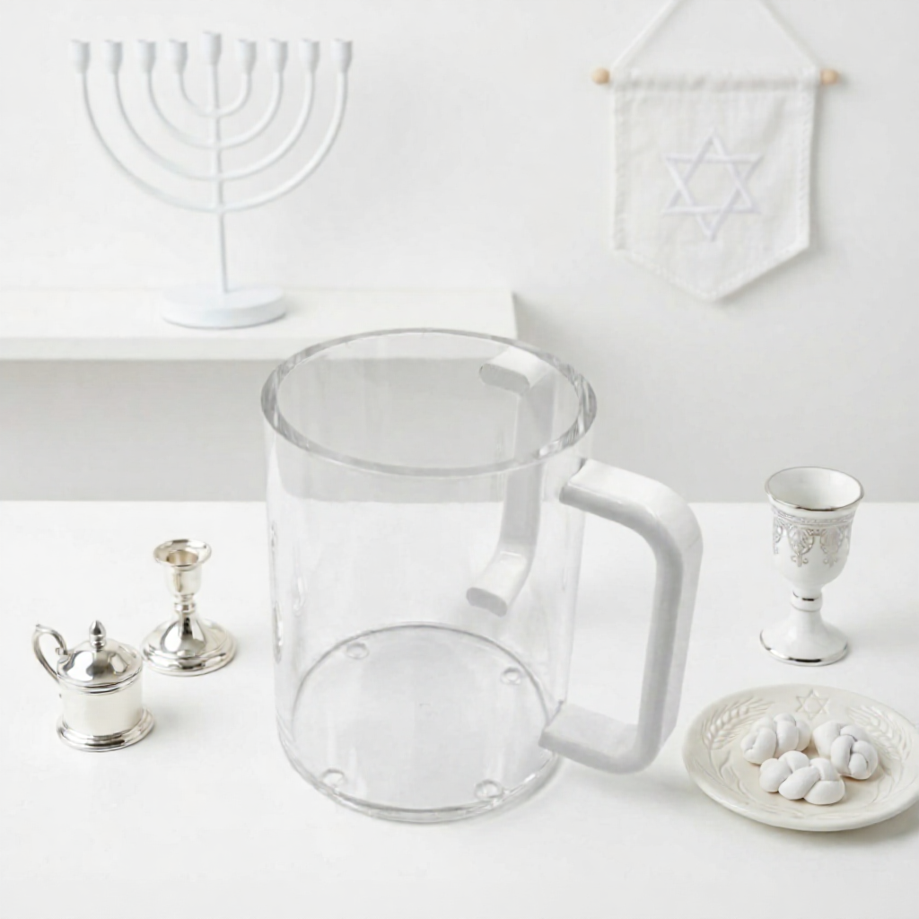 Modern Acrylic Netilat Yadayim Cup – Clear Lucite Hand Washing Cup for Shabbat & Holidays – Durable, Shatter-Resistant Minimalist Judaica
