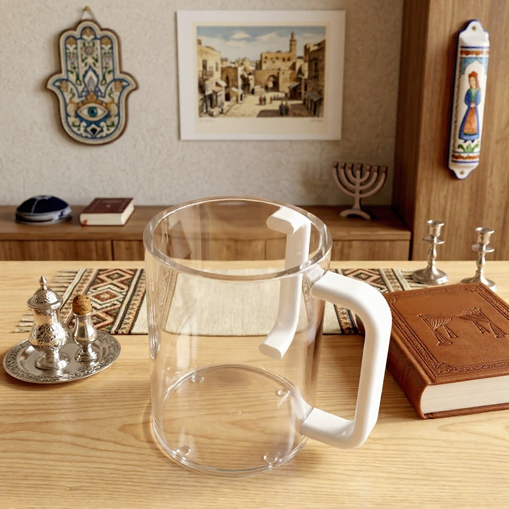 Modern Acrylic Netilat Yadayim Cup – Clear Lucite Hand Washing Cup for Shabbat & Holidays – Durable, Shatter-Resistant Minimalist Judaica
