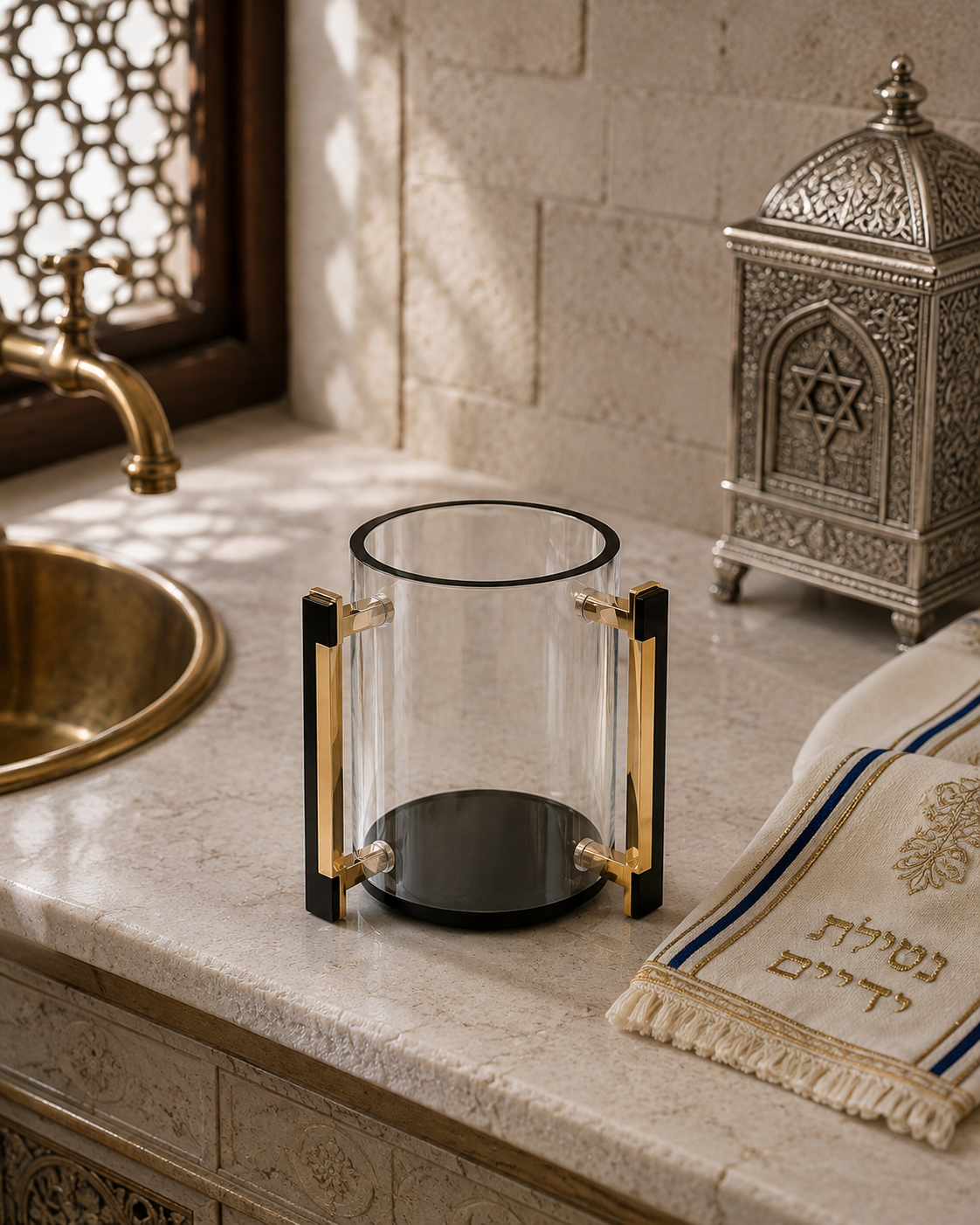 Jewish Hand Washing Cup for Netilat Yadayim | Elegant Modern Ritual Washing Cup for Jewish Homes, Shabbat & Holidays