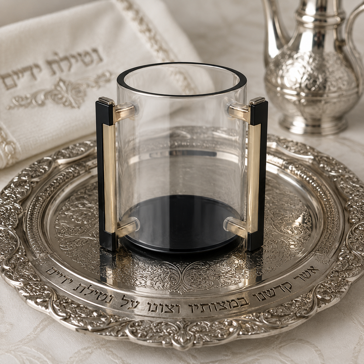 Jewish Hand Washing Cup for Netilat Yadayim | Elegant Modern Ritual Washing Cup for Jewish Homes, Shabbat & Holidays