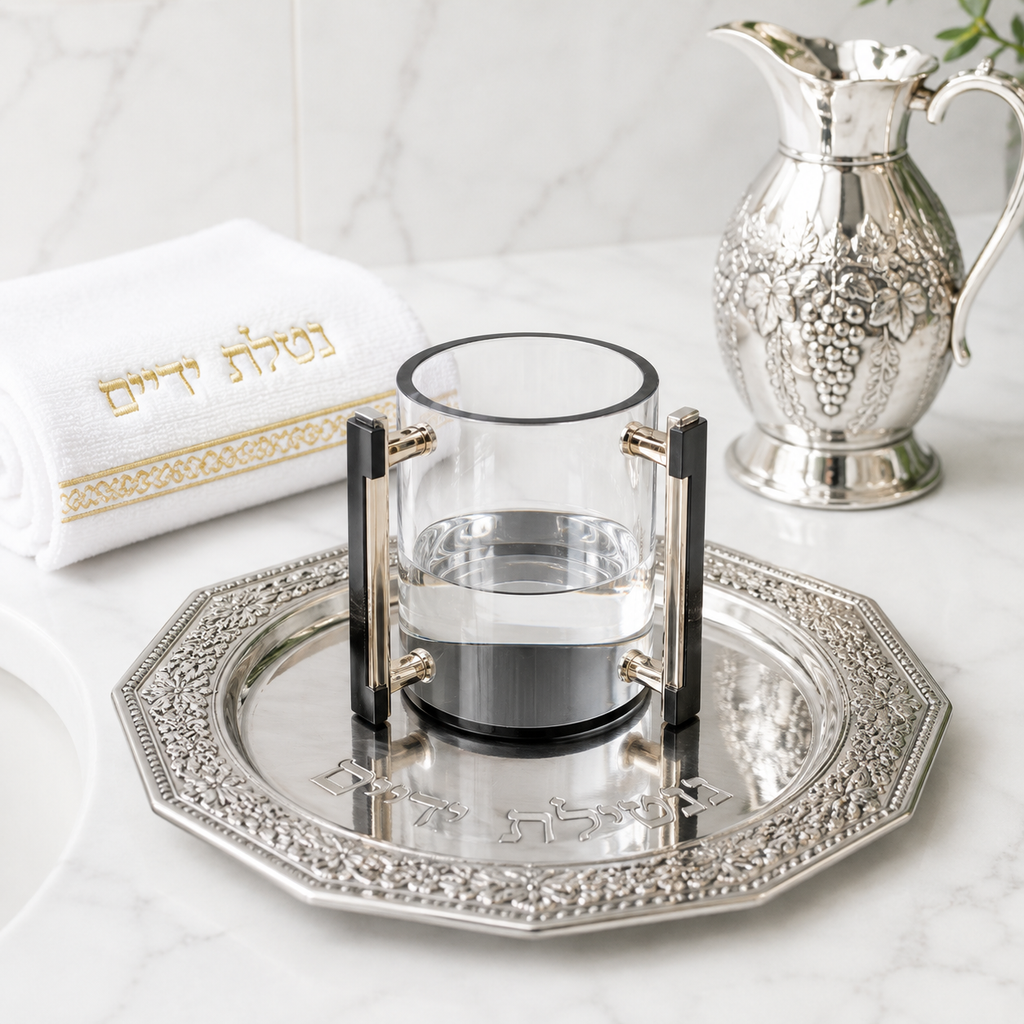 Jewish Hand Washing Cup for Netilat Yadayim | Elegant Modern Ritual Washing Cup for Jewish Homes, Shabbat & Holidays