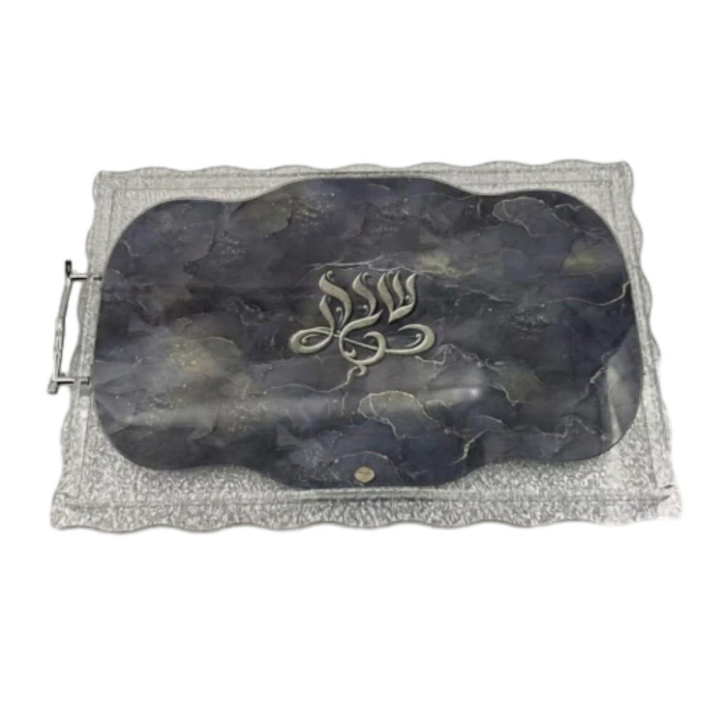 Modern Clear Acrylic Challah Board with Handles – Luxury Lucite Shabbat Bread Tray & Shatterproof Judaica Gift