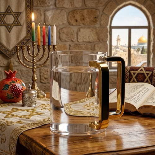 Lucite Acrylic Judaica Hand Washing Cup with Dual Handles for Embracing Jewish Rituals with Elegance