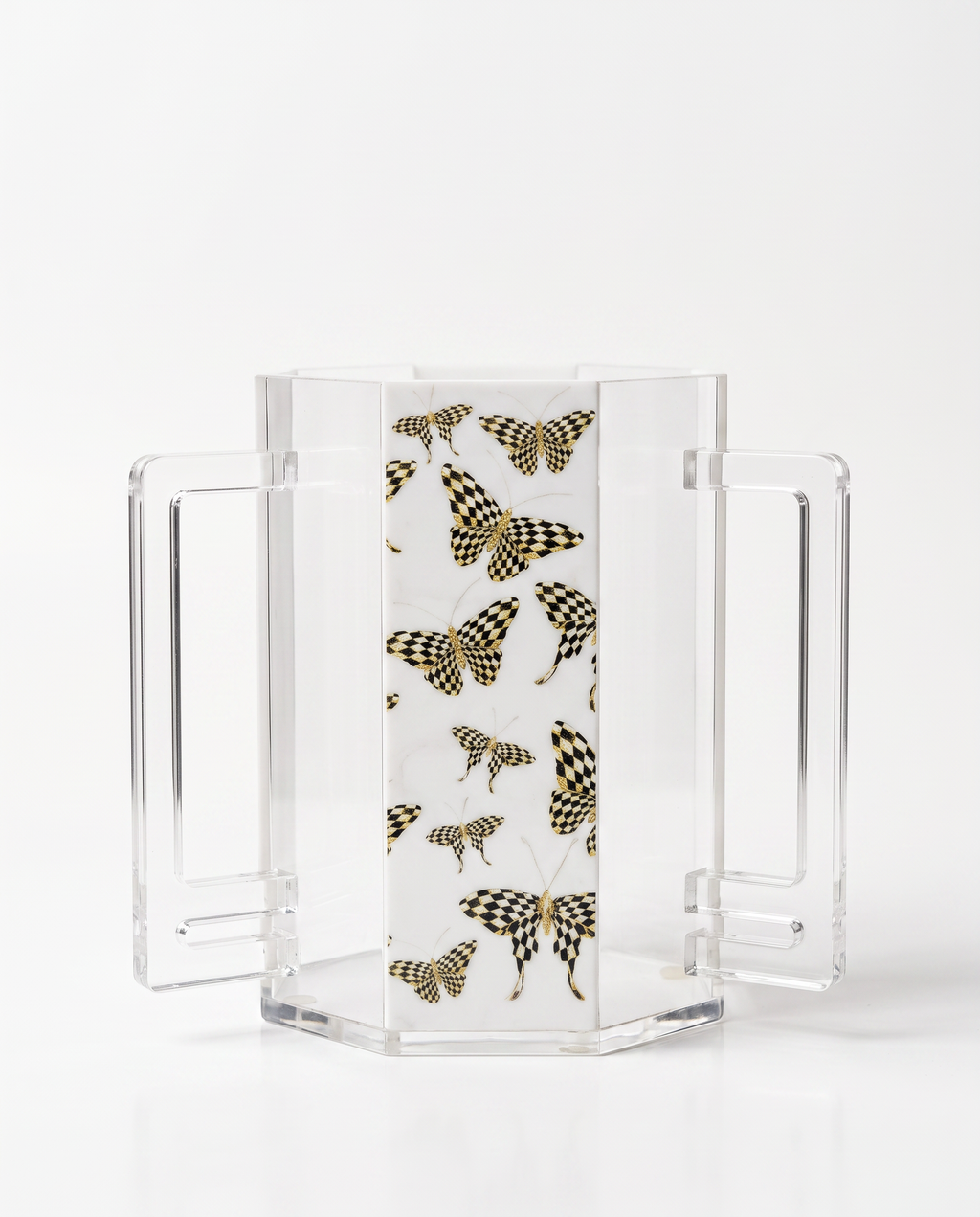 Modern Clear Acrylic Netilat Yadayim Washing Cup with Butterfly Design | Ritual Hand Washing Cup