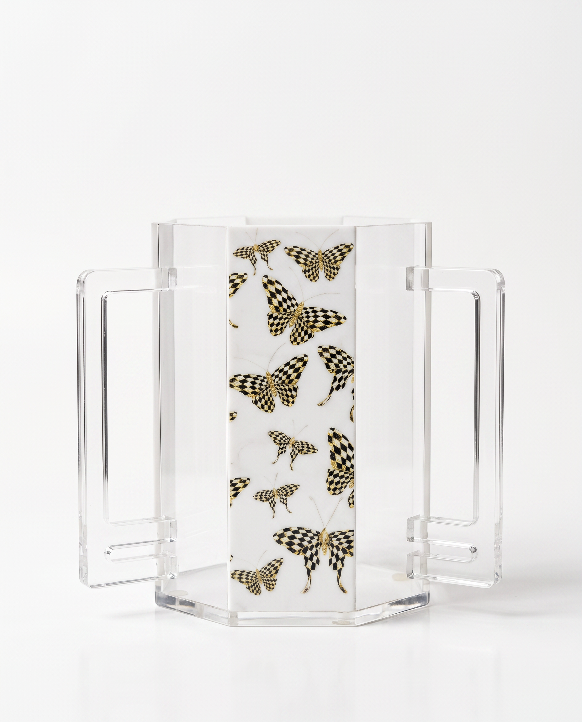 Modern Clear Acrylic Netilat Yadayim Washing Cup with Butterfly Design | Ritual Hand Washing Cup