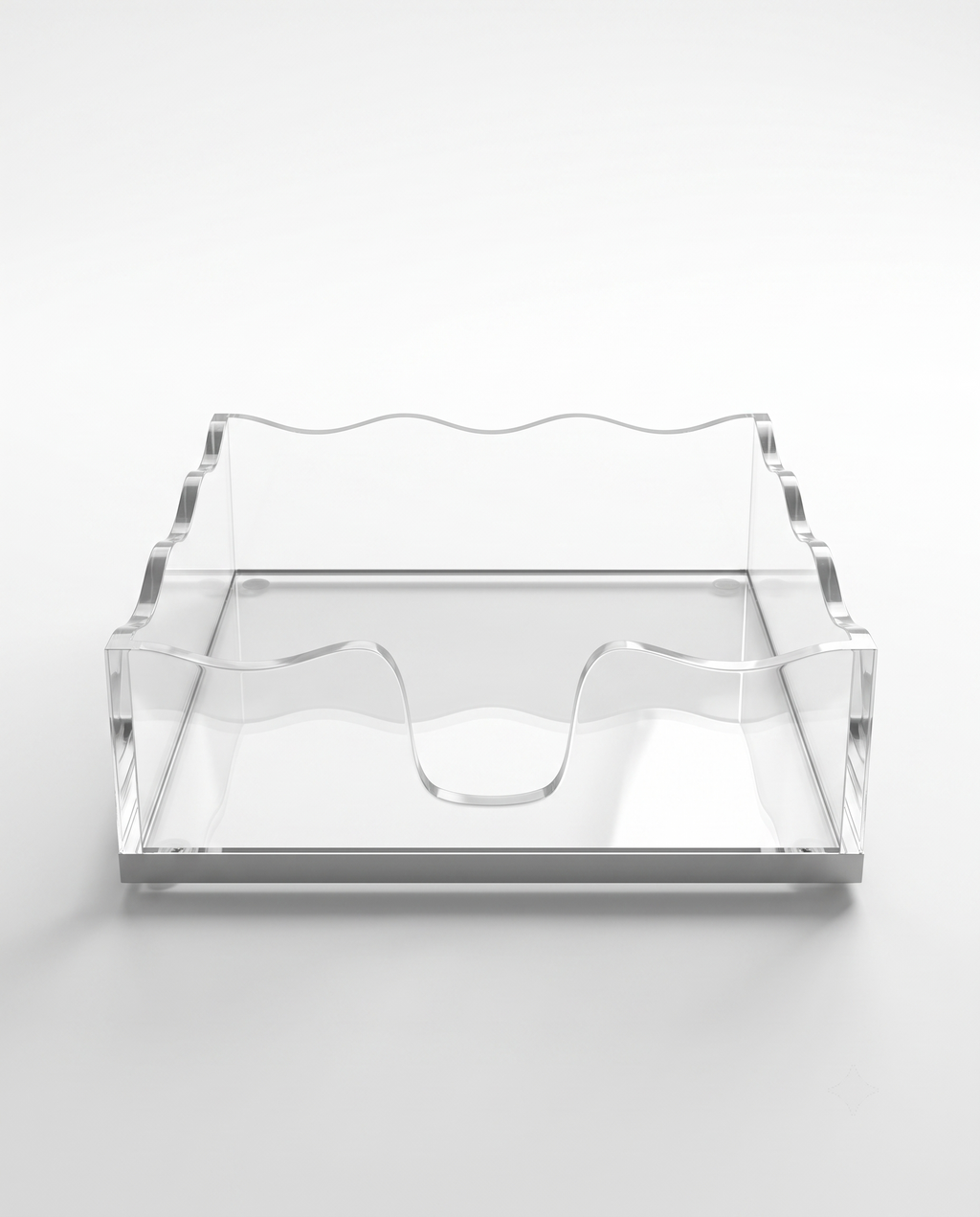 Modern Clear Acrylic Challah Tray with Scalloped Edge | Shabbat & Holiday Serving Tray