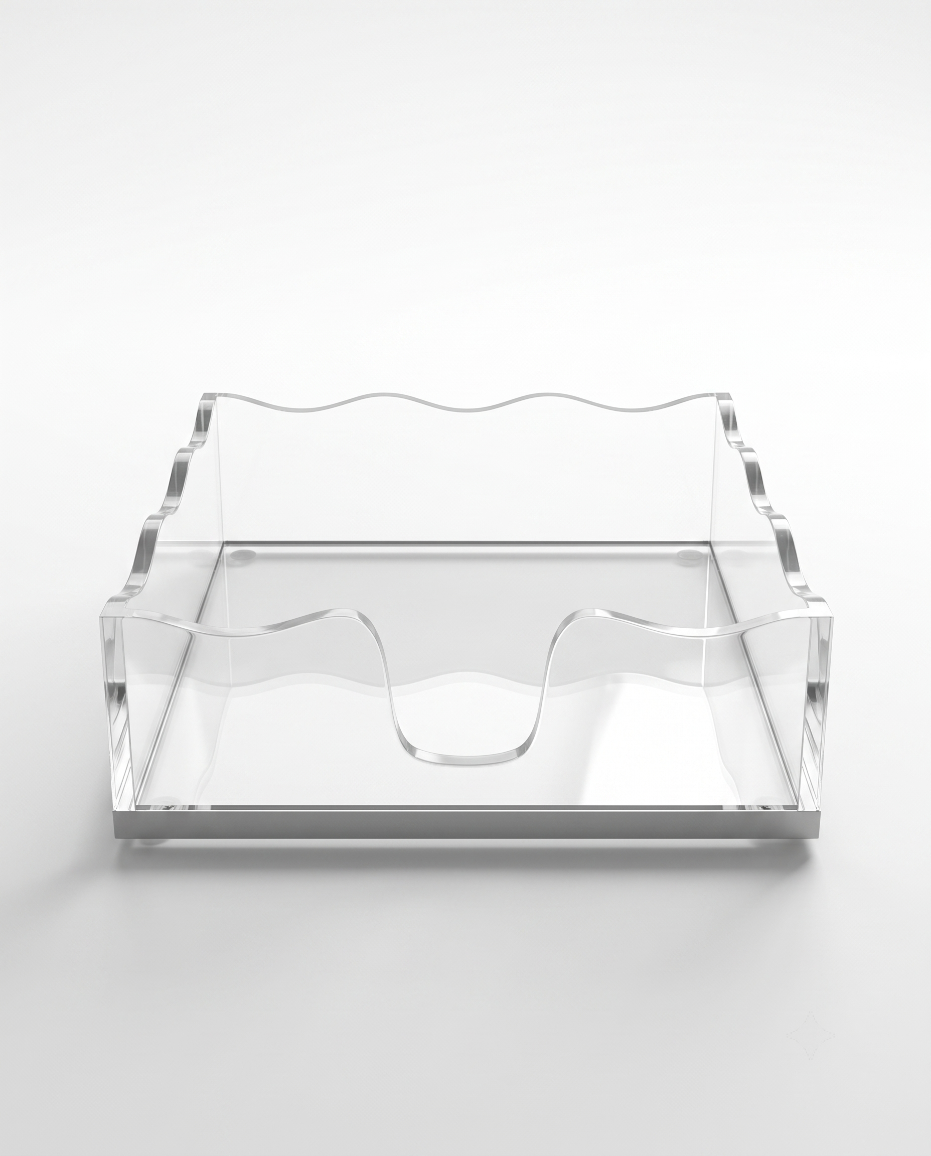 Modern Clear Acrylic Challah Tray with Scalloped Edge | Shabbat & Holiday Serving Tray