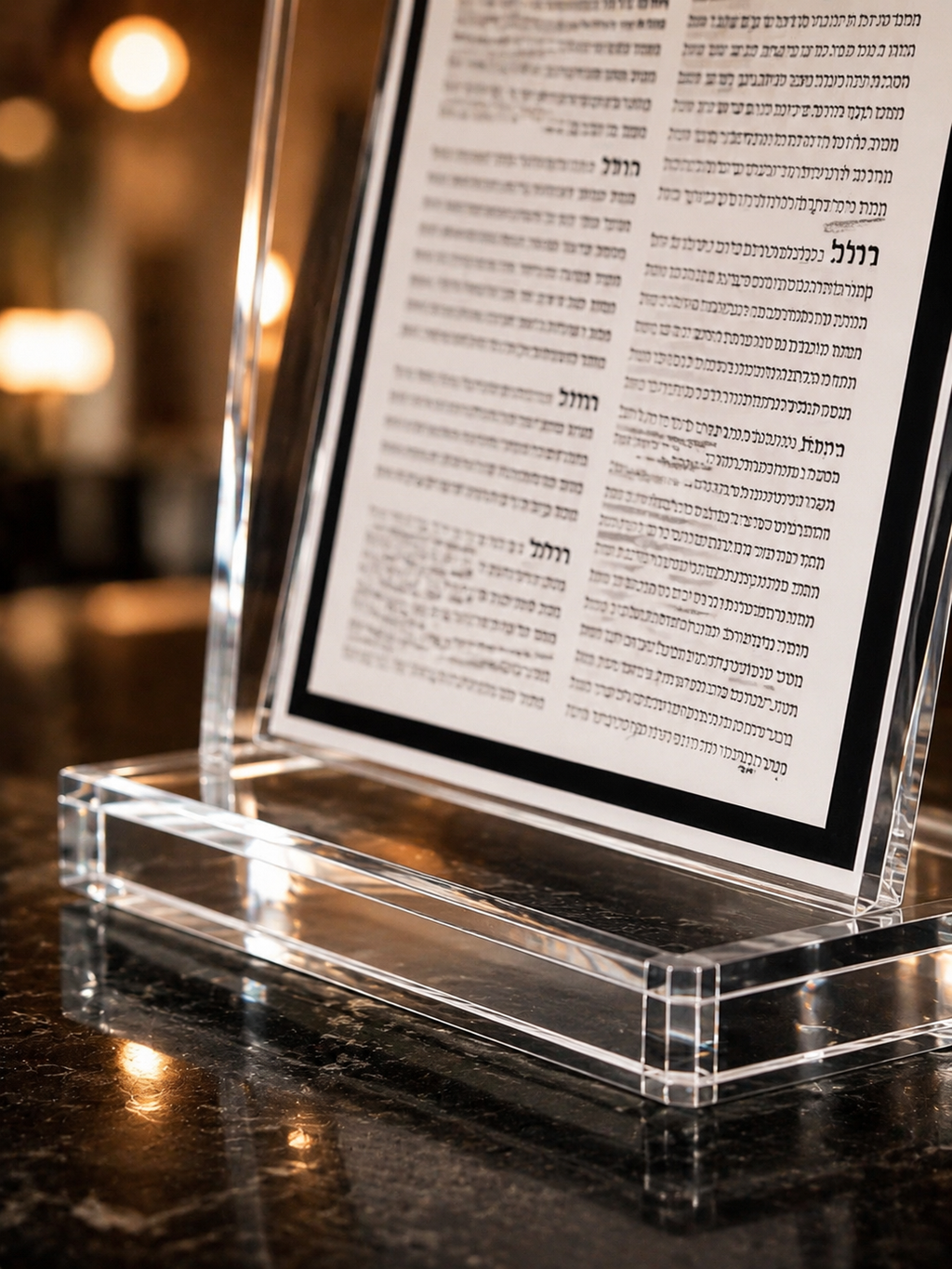 Acrylic Birkat Hamazon Set – Modern Lucite Bencher Stand for Shabbat Table & Jewish Home Decor