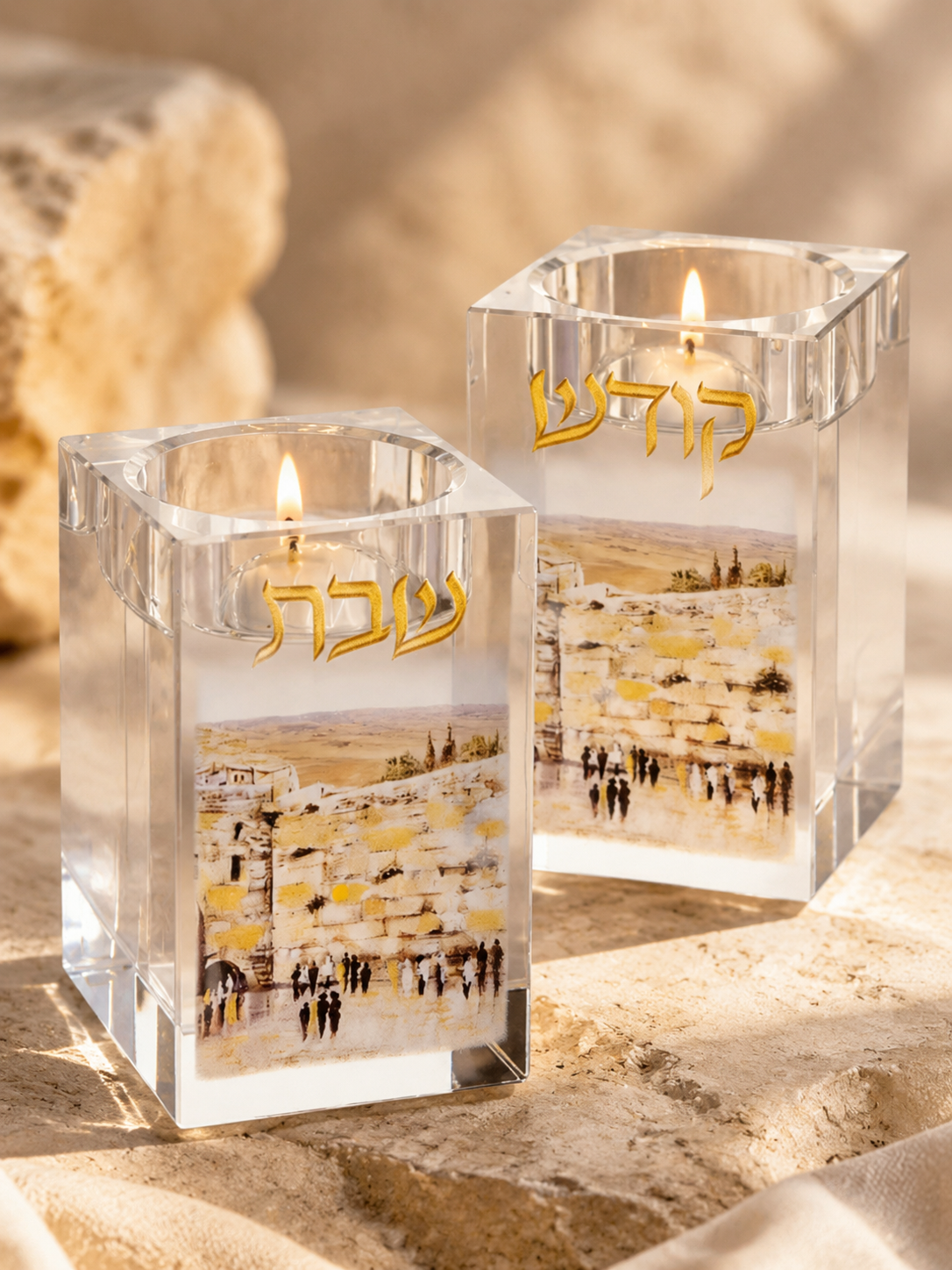 Modern Lucite Shabbat Candle Tea Light Holder – Acrylic Sabbath Candle Stand