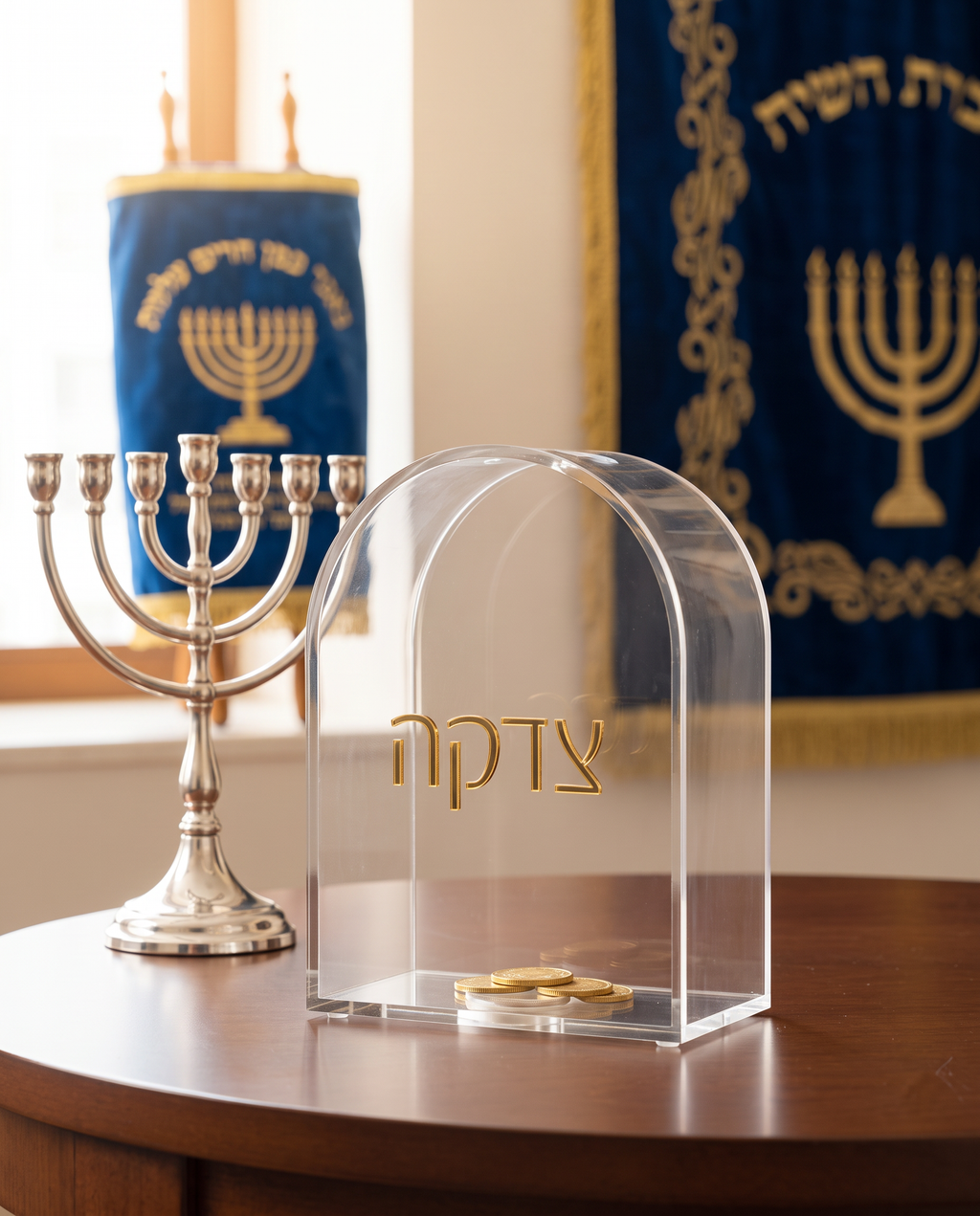 Premium Clear Acrylic Communal Charity Donation Box Large Capacity Tzedakah Box