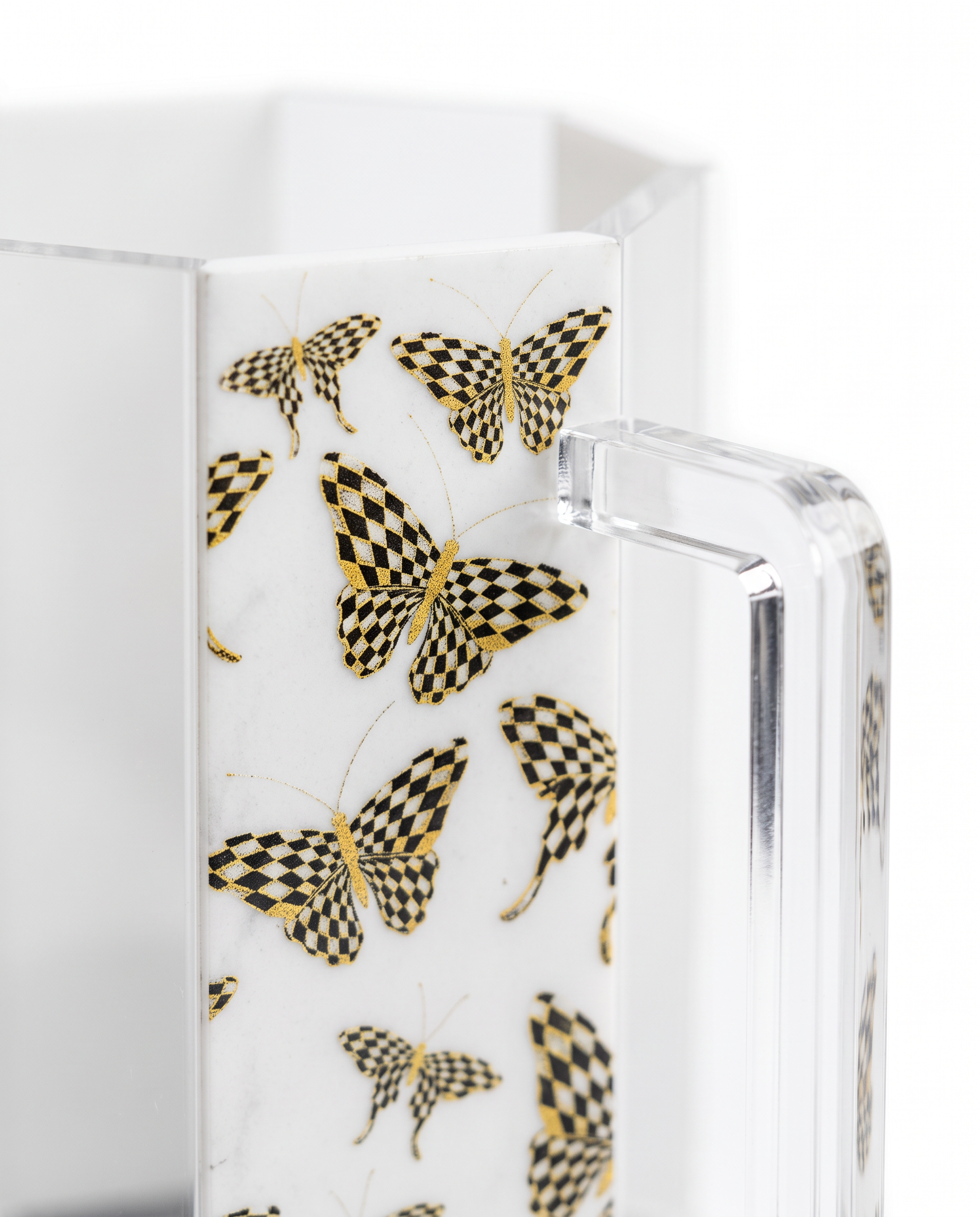 Modern Clear Acrylic Netilat Yadayim Washing Cup with Butterfly Design | Ritual Hand Washing Cup