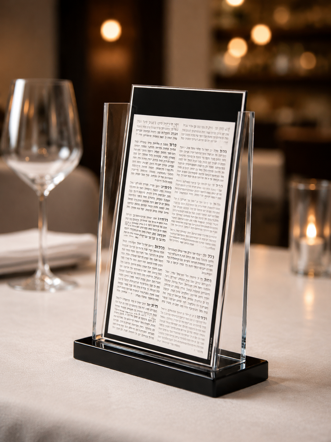 Acrylic Birkat Hamazon Set – Modern Lucite Bencher Stand for Shabbat Table & Jewish Home Decor