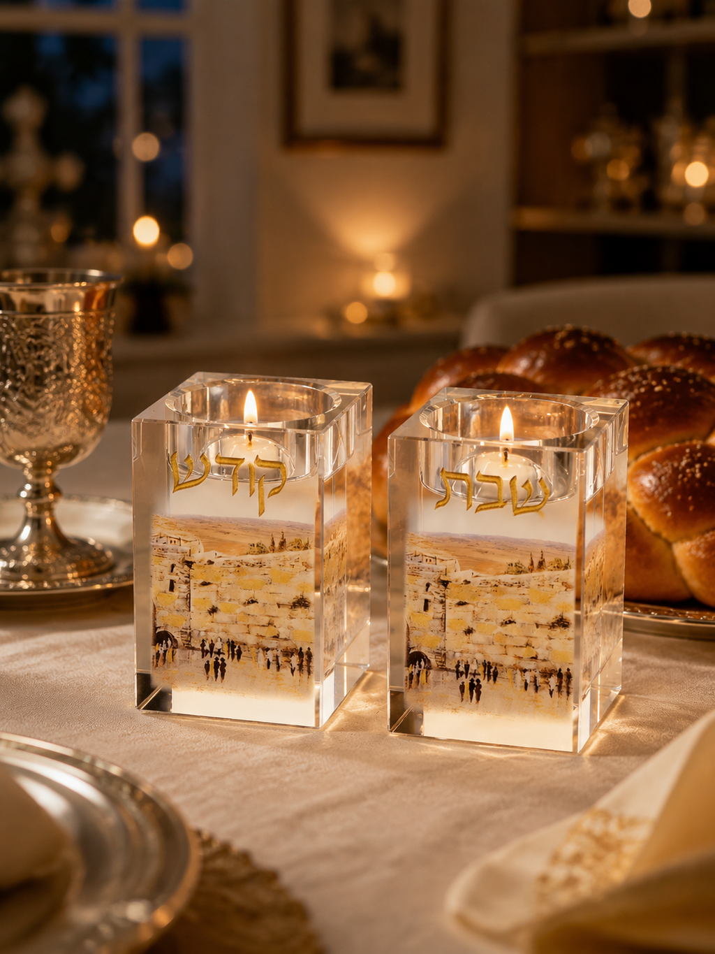 Modern Lucite Shabbat Candle Tea Light Holder – Acrylic Sabbath Candle Stand