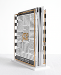Modern Acrylic Birkat Hamzon Stand with Checkerboard Pattern and Gold Accents