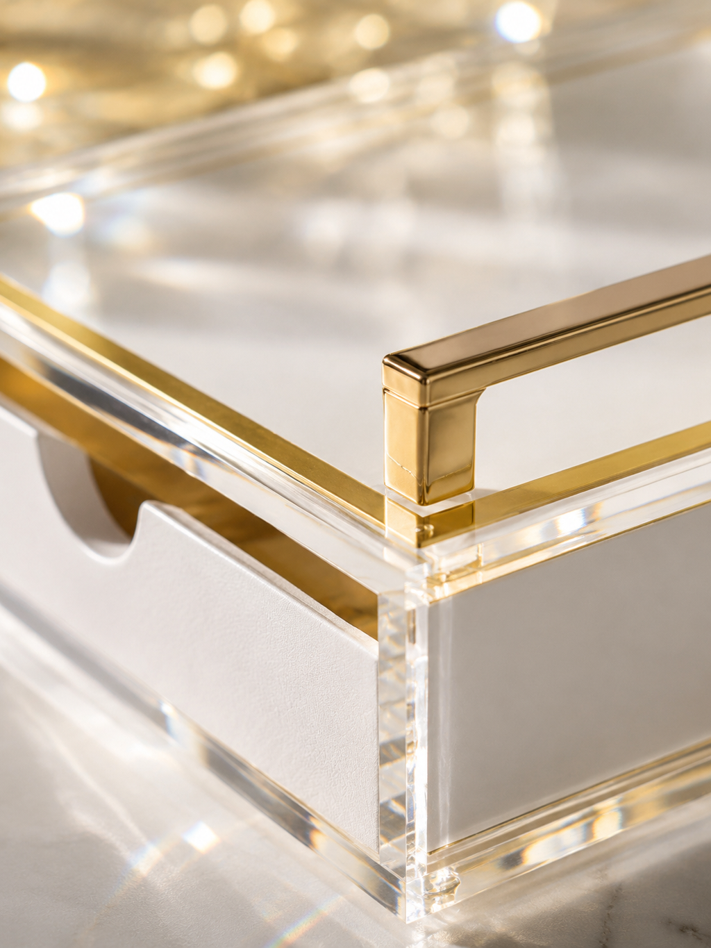 Luxury Acrylic Challah Board with Gold plated Handles - Modern Lucite Shabbat Bread Tray & Protective Cover - Elegant Judaica Gift