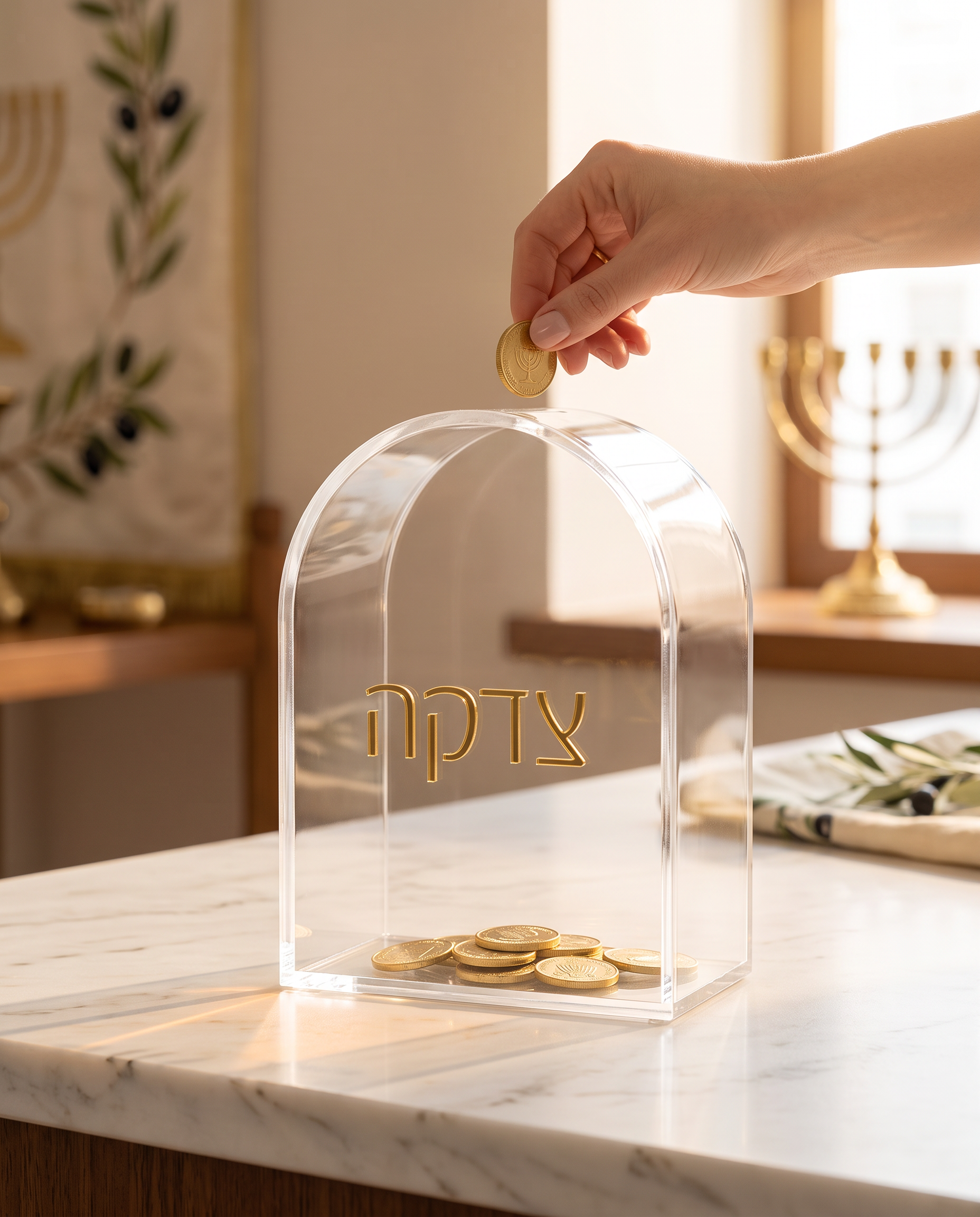 Premium Clear Acrylic Communal Charity Donation Box Large Capacity Tzedakah Box