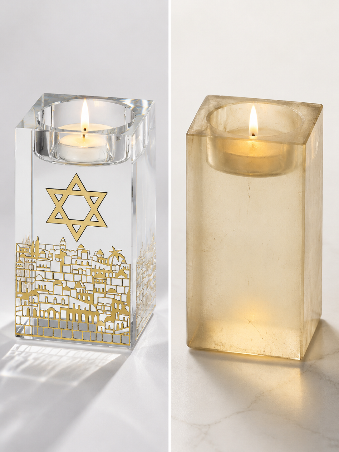 Modern Lucite Shabbat Candle Tea Light Holder – Acrylic Sabbath Candle Stand