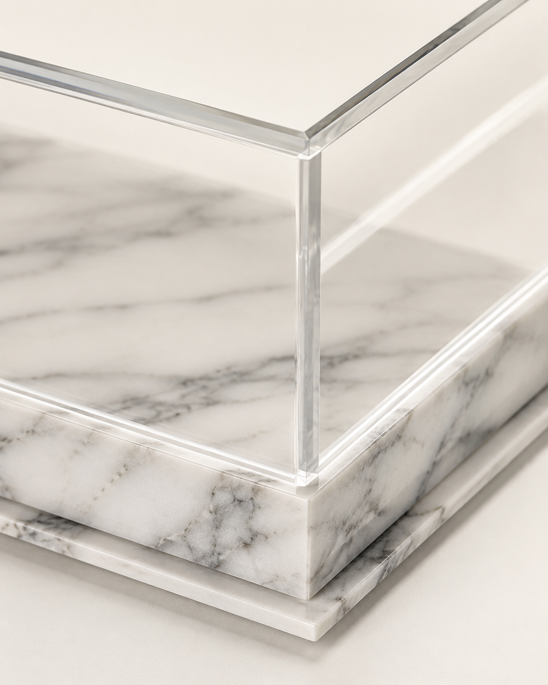 Modern Lucite with Marble base Challah Box – Acrylic Shabbat Pastry & Cake Server Display Case