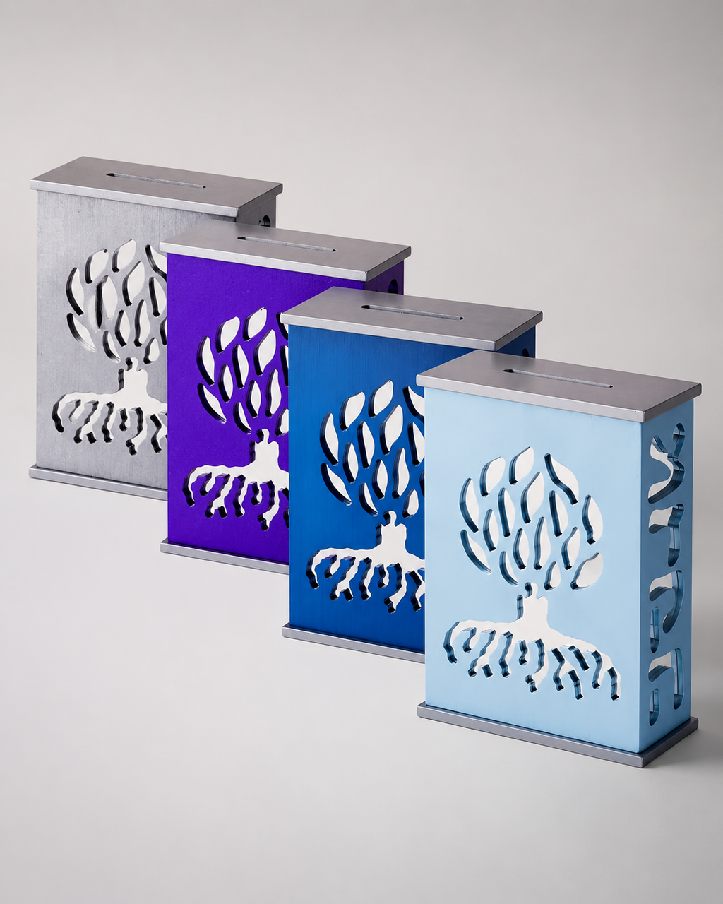 Modern Acrylic Tzedakah Box – Tree of Life Charity Coin Box | Contemporary Judaica Gift
