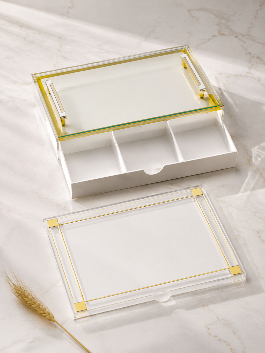 Luxury Acrylic Challah Board with Gold plated Handles - Modern Lucite Shabbat Bread Tray & Protective Cover - Elegant Judaica Gift