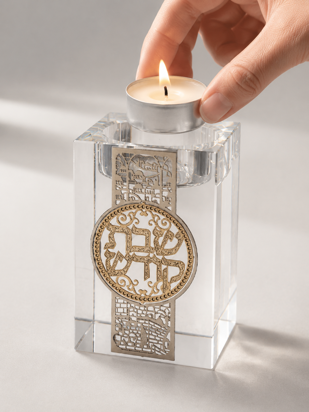 Modern Lucite Shabbat Candle Tea Light Holder – Acrylic Sabbath Candle Stand