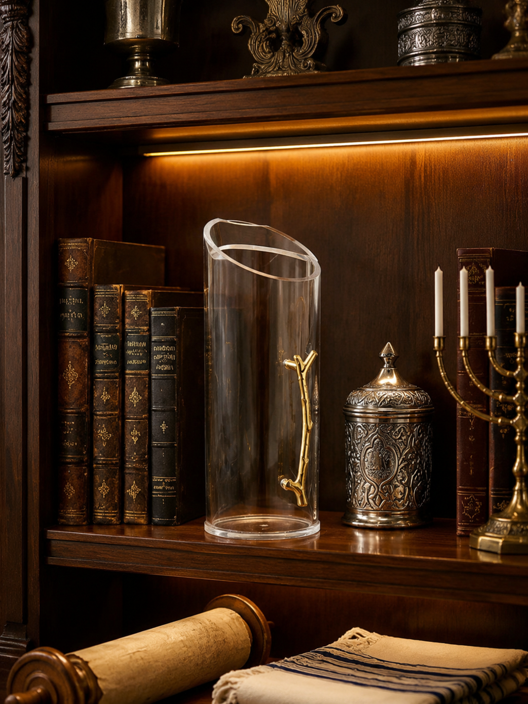 Premium Clear Twig Acrylic Water & Wine Pitcher – Elegant Lucite Fruit Beverage Decanter – Modern Judaica Gift