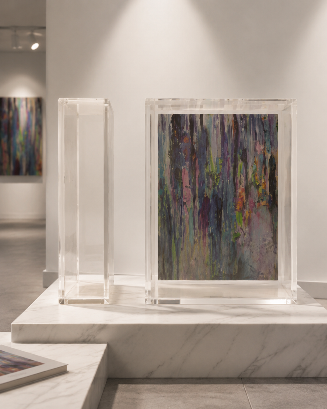 Acrylic Tzedakah Box for Charity - Modern Donation Box with Abstract Art - Jewish Gift for - Decorative Lucite Tzedakah Box