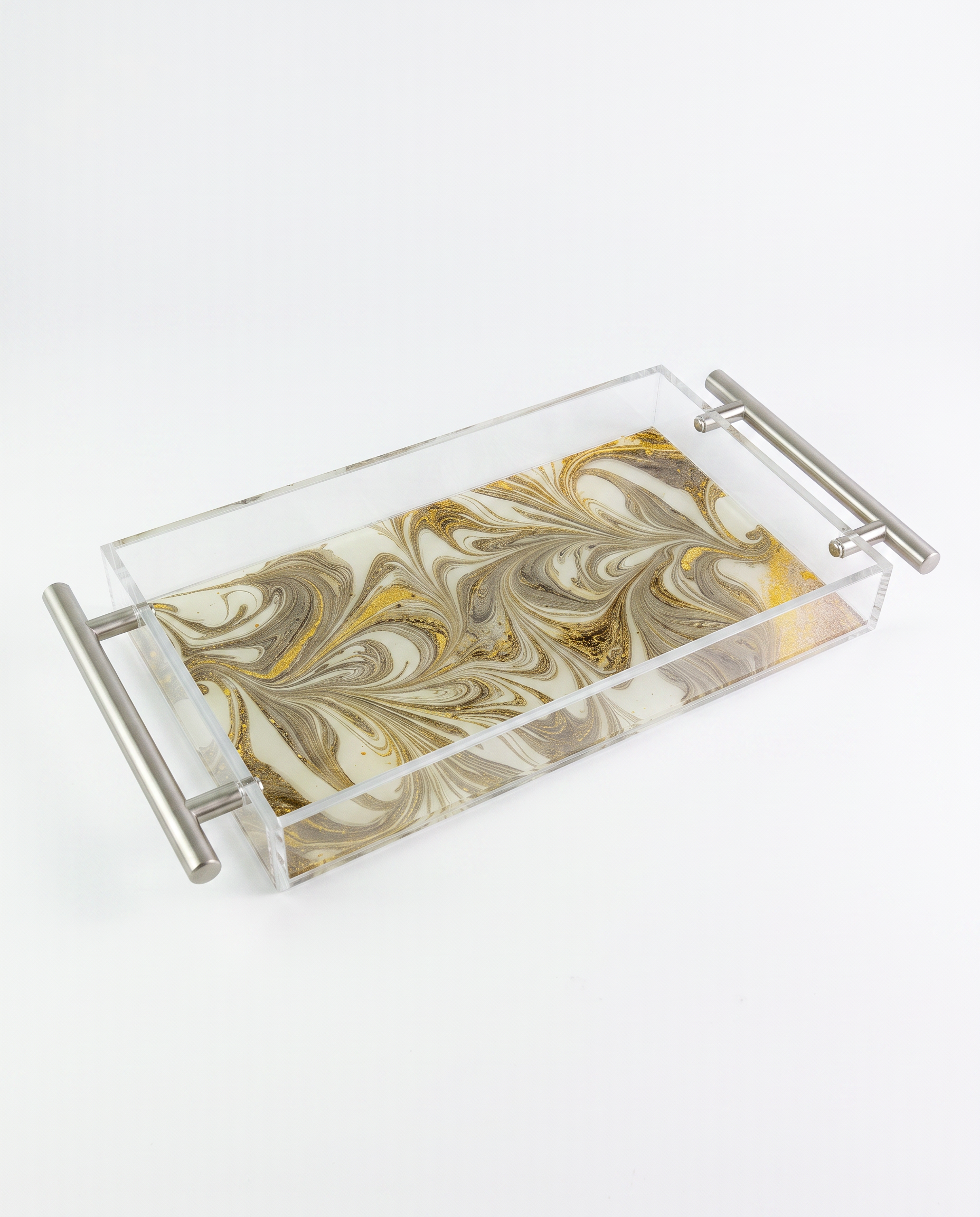 Luxury Acrylic Challah Tray  – Modern Marbled Judaica Serving Board for Shabbat & Yom Tov